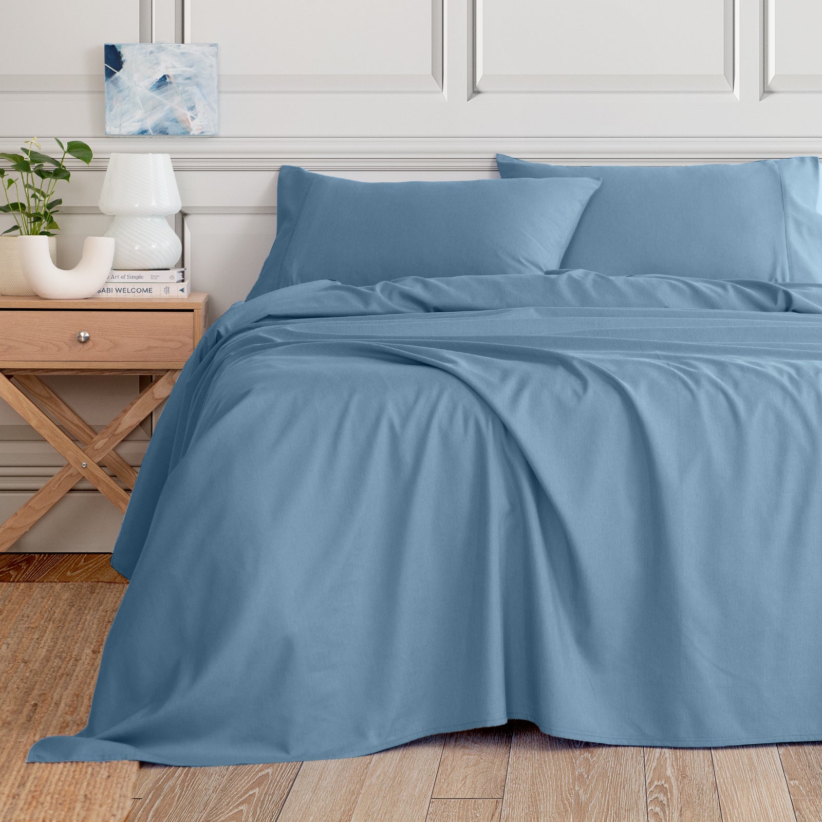 Royal Comfort 3000 Thread Count Bamboo Cooling Sheet Set - Queen - Denim