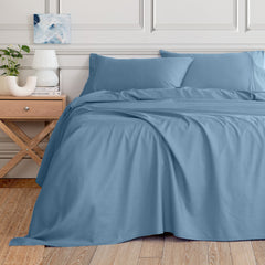 Royal Comfort 3000 Thread Count Bamboo Cooling Sheet Set - Queen - Denim