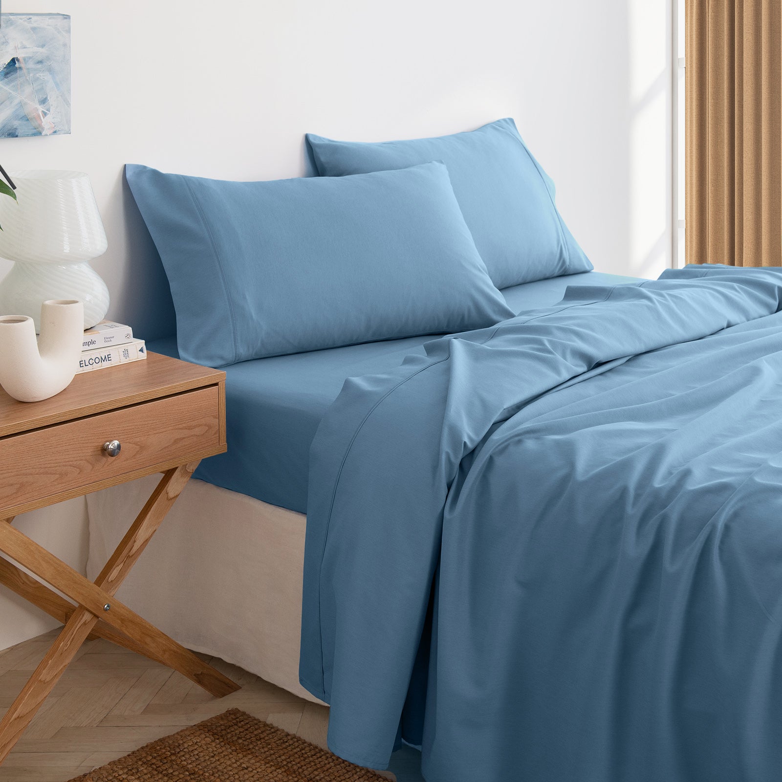 Royal Comfort 3000 Thread Count Bamboo Cooling Sheet Set - Queen - Denim