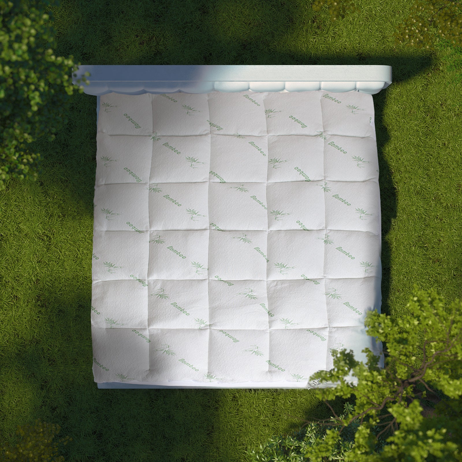 Royal Comfort 1000GSM Luxury Bamboo Covered Mattress Topper Ball Fibre Gusset - Single - White