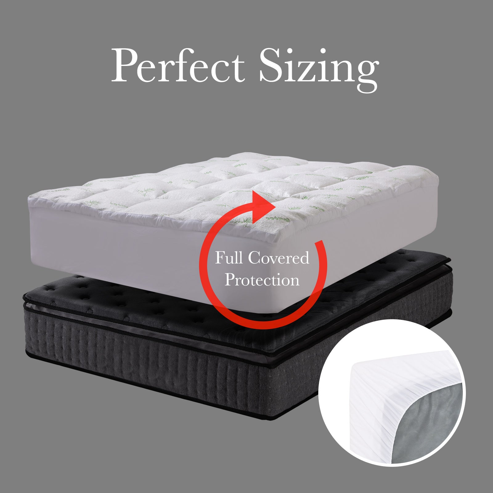 Royal Comfort 1000GSM Luxury Bamboo Covered Mattress Topper Ball Fibre Gusset - Single - White