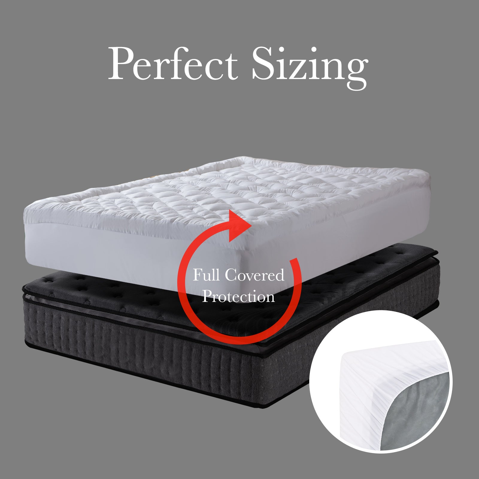 Royal Comfort 1200GSM Deluxe 7-Zone Mattress Topper Luxury Gusset Breathable - King - White