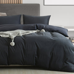 Royal Comfort Velvet Corduroy Quilt Cover Set Super Soft Luxurious Warmth - Queen - Charcoal