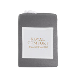 Royal Comfort Polar Fleece Flannel Sheet Set Ultra Soft Plush Cozy - Single - Charcoal