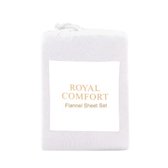 Royal Comfort Polar Fleece Flannel Sheet Set Ultra Soft Plush Cozy - Double - White