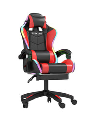 Dyskord Gaming Chair RGB LED Lighting Leg Rest Vibrating Lumbar Support Padded