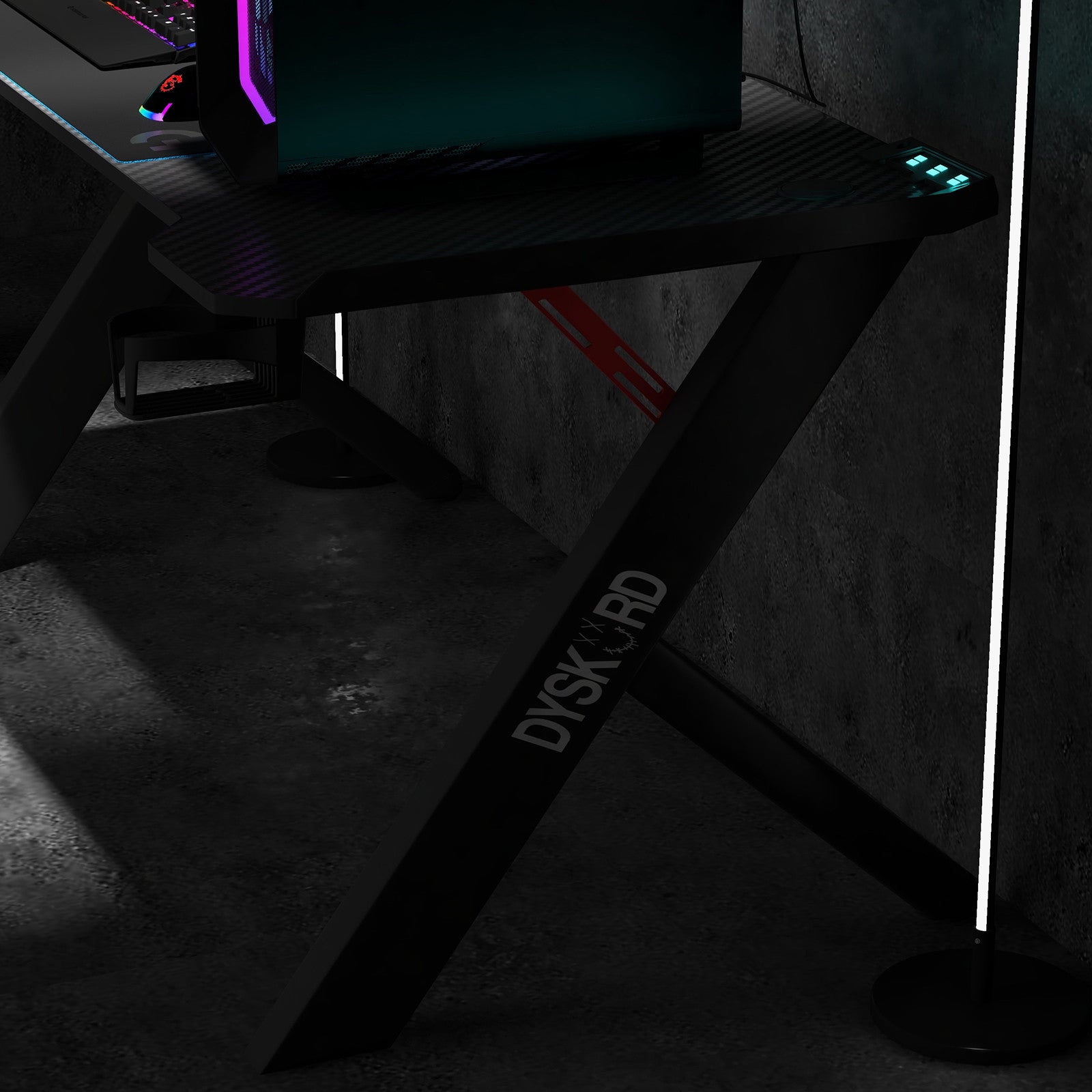 Dyskord Gaming Table Desk Office Desktop Steel LED RGB Lighting