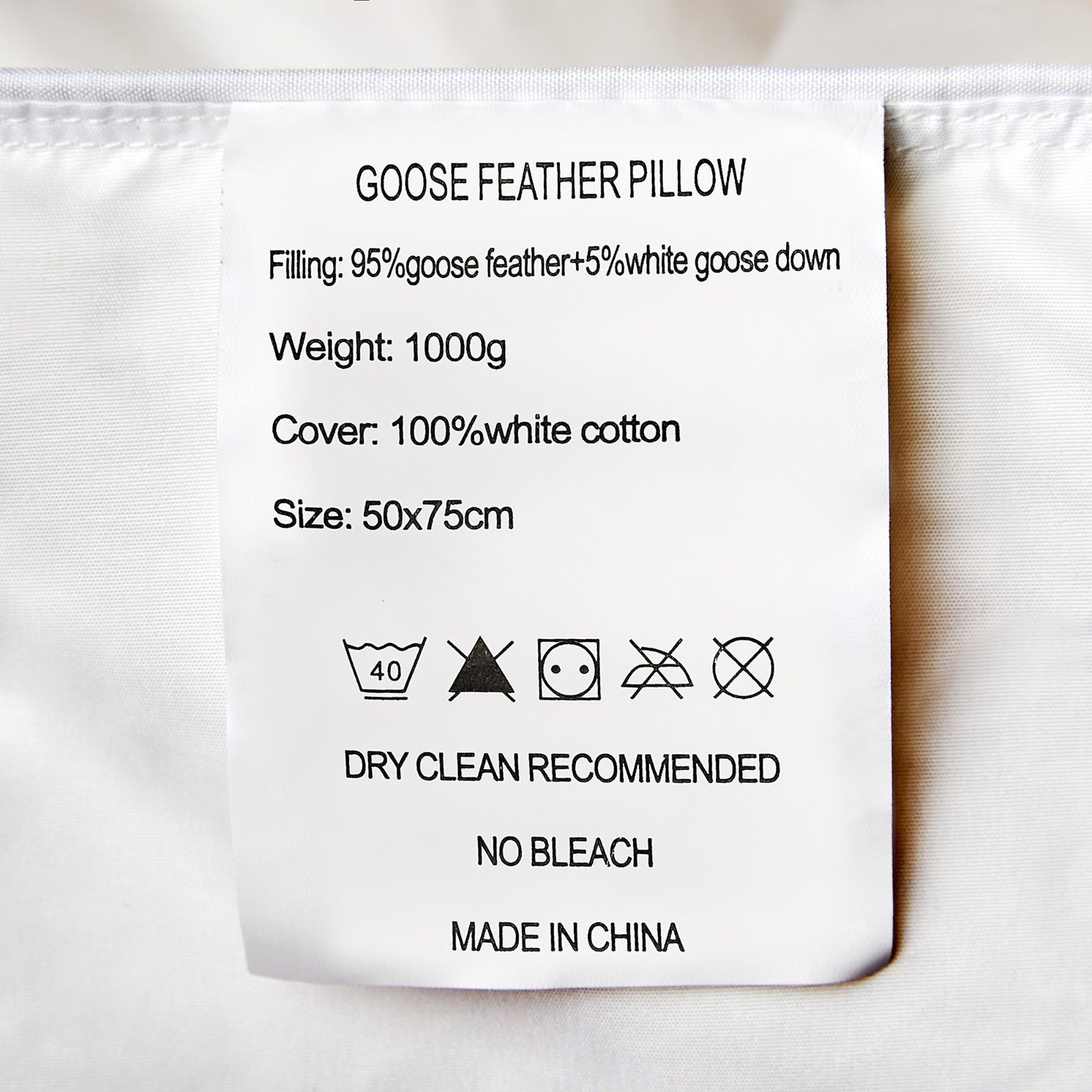 Royal Comfort Goose Down Feather Pillows 1000GSM 100% Cotton Cover - Twin Pack