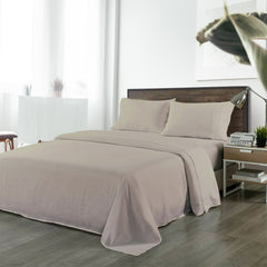 Royal Comfort Bamboo Blended Sheet & Pillowcases Set 1000TC Ultra Soft Bedding - Double - Warm Grey