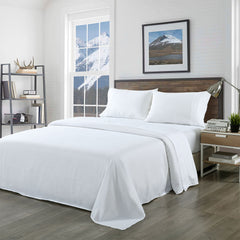 Royal Comfort Bamboo Blended Sheet & Pillowcases Set 1000TC Ultra Soft Bedding - Queen - White