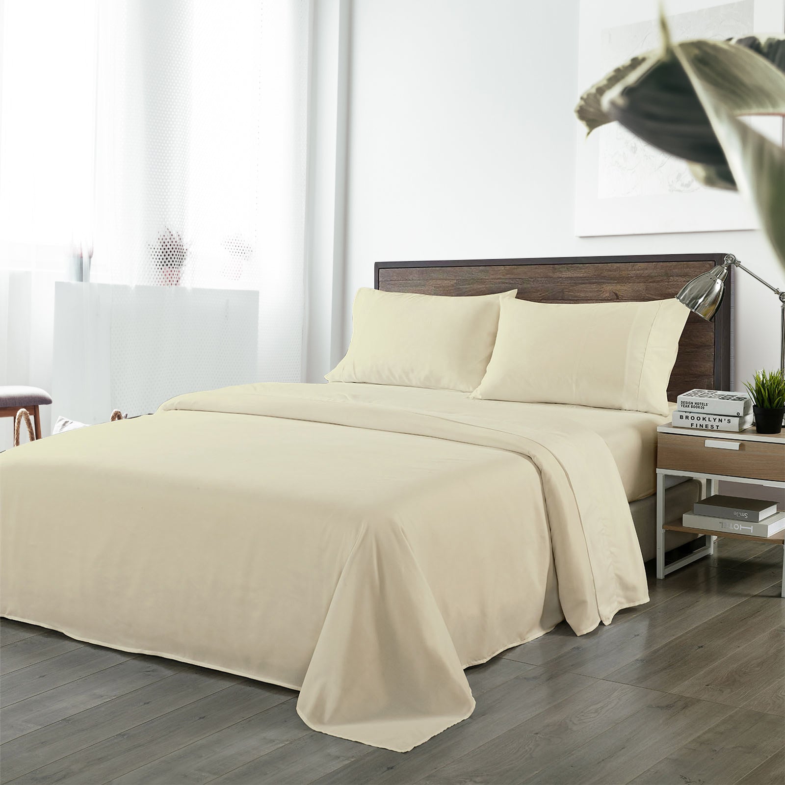 Royal Comfort Bamboo Blended Sheet & Pillowcases Set 1000TC Ultra Soft Bedding - Queen - Ivory