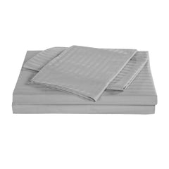 Kensington 1200 Thread Count 100% Egyptian Cotton Sheet Set Stripe Hotel Grade - Double - Silver