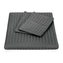 Kensington 1200 Thread Count 100% Egyptian Cotton Sheet Set Stripe Hotel Grade - Double - Charcoal