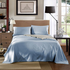 Kensington 1200 Thread Count 100% Egyptian Cotton Sheet Set Stripe Hotel Grade - Double - Chambray