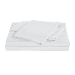 Kensington 1200 Thread Count 100% Egyptian Cotton Sheet Set Stripe Hotel Grade - Queen - White