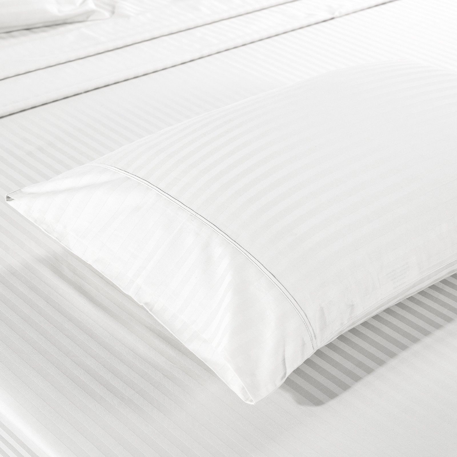 Kensington 1200 Thread Count 100% Egyptian Cotton Sheet Set Stripe Hotel Grade - Mega Queen - White