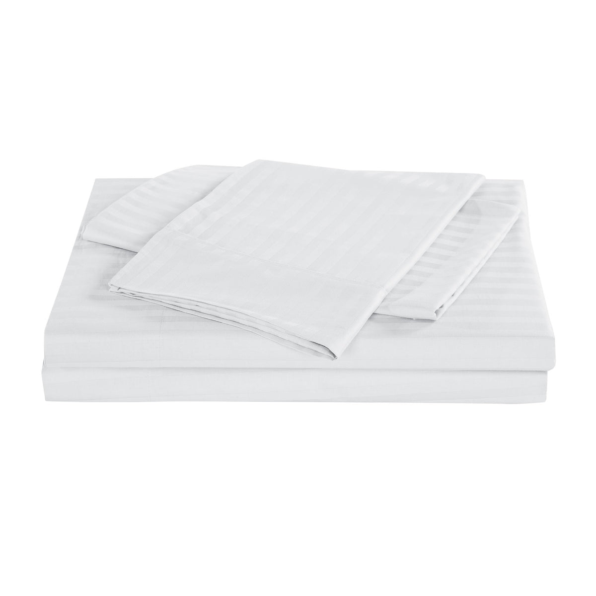 Kensington 1200 Thread Count 100% Egyptian Cotton Sheet Set Stripe Hotel Grade - Mega Queen - White