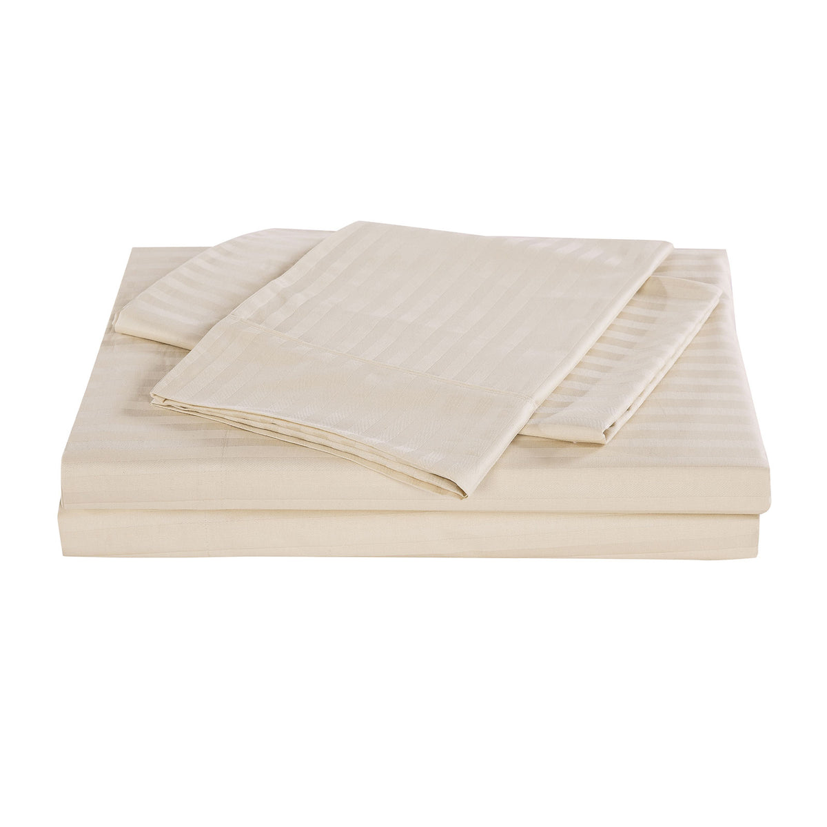 Kensington 1200 Thread Count 100% Egyptian Cotton Sheet Set Stripe Hotel Grade - Mega Queen - Sand