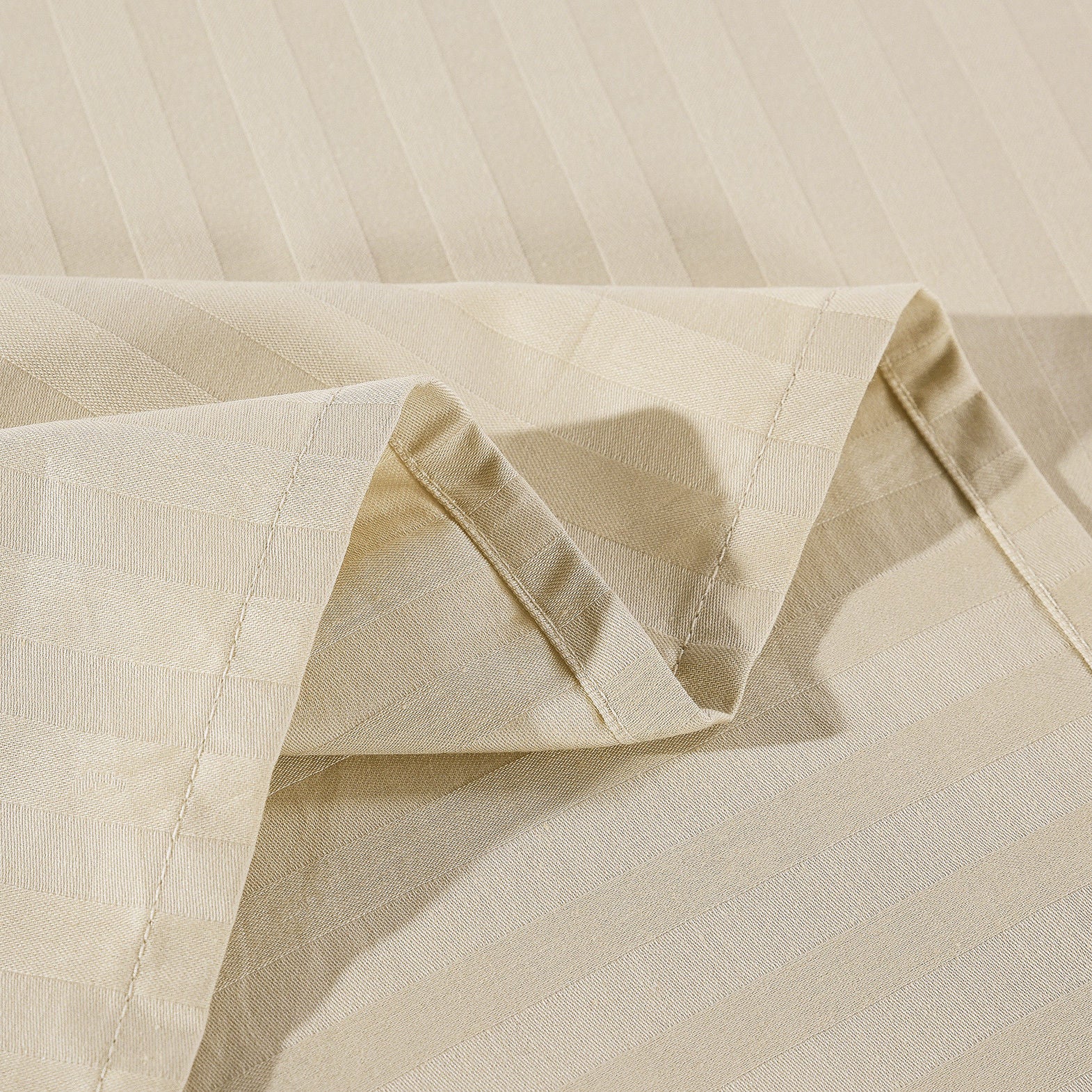 Kensington 1200 Thread Count 100% Egyptian Cotton Sheet Set Stripe Hotel Grade - Mega Queen - Sand