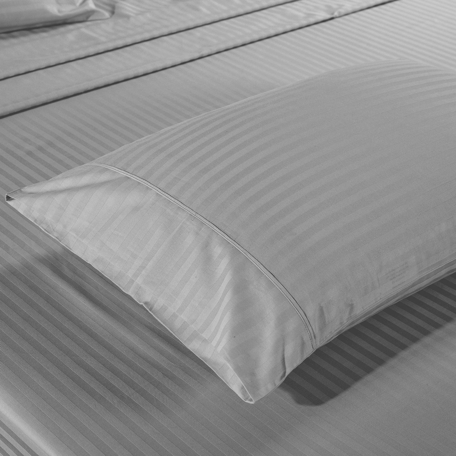 Kensington 1200 Thread Count 100% Egyptian Cotton Sheet Set Stripe Hotel Grade - Mega Queen - Silver