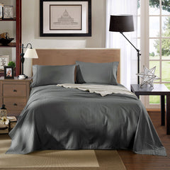 Kensington 1200 Thread Count 100% Egyptian Cotton Sheet Set Stripe Hotel Grade - Mega Queen - Charcoal