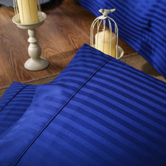 Kensington 1200 Thread Count 100% Egyptian Cotton Sheet Set Stripe Hotel Grade - Mega Queen - Indigo