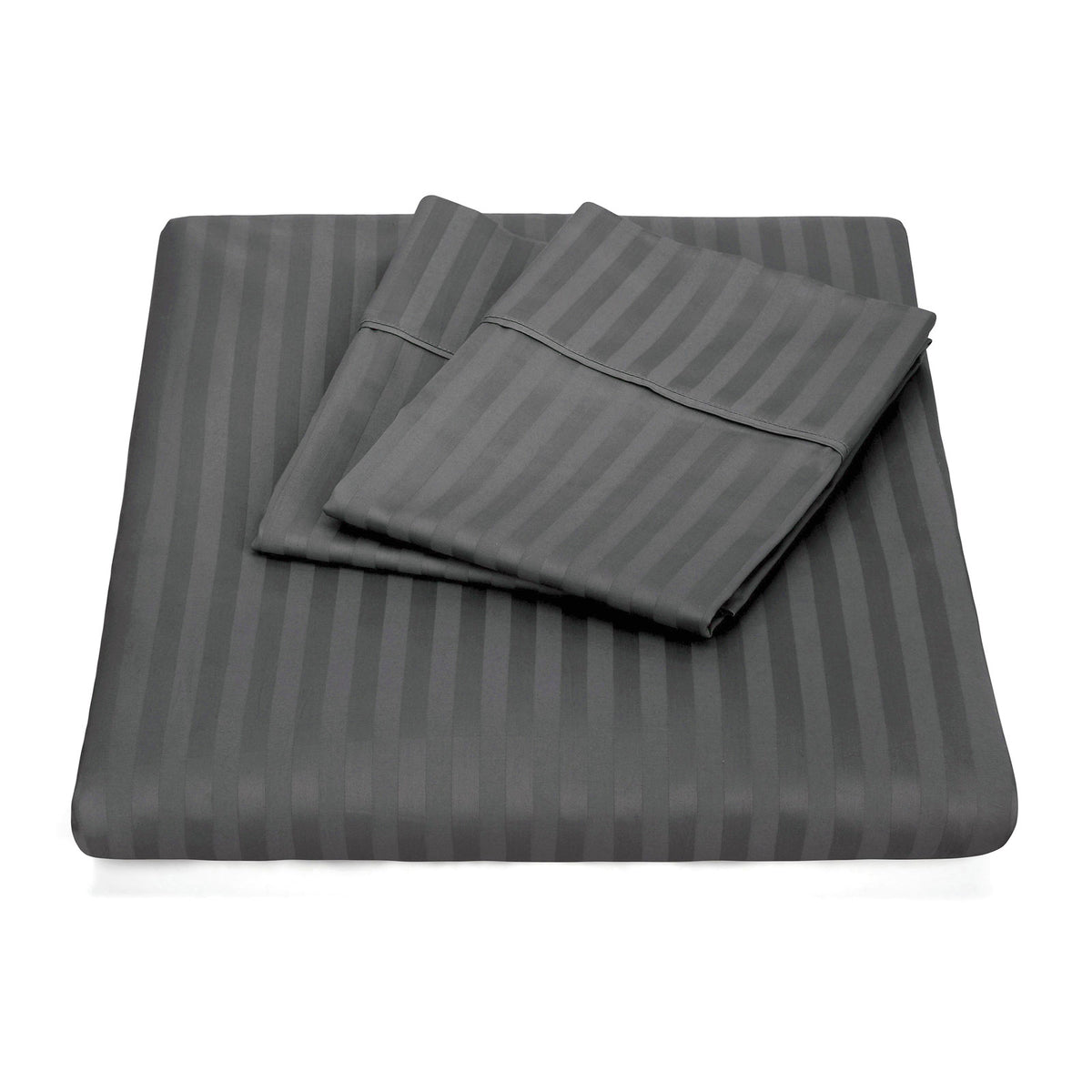 Kensington 1200 Thread Count 100% Egyptian Cotton Sheet Set Stripe Hotel Grade - Mega King - Charcoal