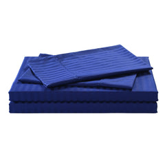 Kensington 1200 Thread Count 100% Egyptian Cotton Sheet Set Stripe Hotel Grade - Mega King - Indigo