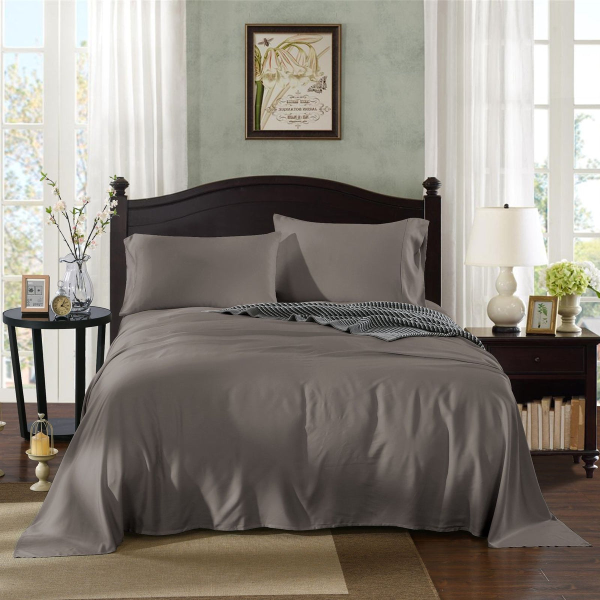 Royal Comfort 100% Natural Bamboo 1000 Thread Count Collection Sheet Set - Double - Charcoal