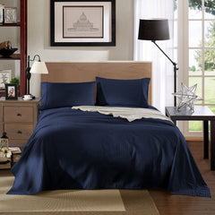 Kensington 1200 Thread Count 100% Egyptian Cotton Sheet Set Stripe Hotel Grade - Single - Navy