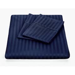 Kensington 1200 Thread Count 100% Egyptian Cotton Sheet Set Stripe Hotel Grade - Single - Navy