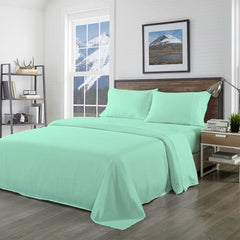 Royal Comfort Bamboo Blended Sheet & Pillowcases Set 1000TC Ultra Soft Bedding - King - Green