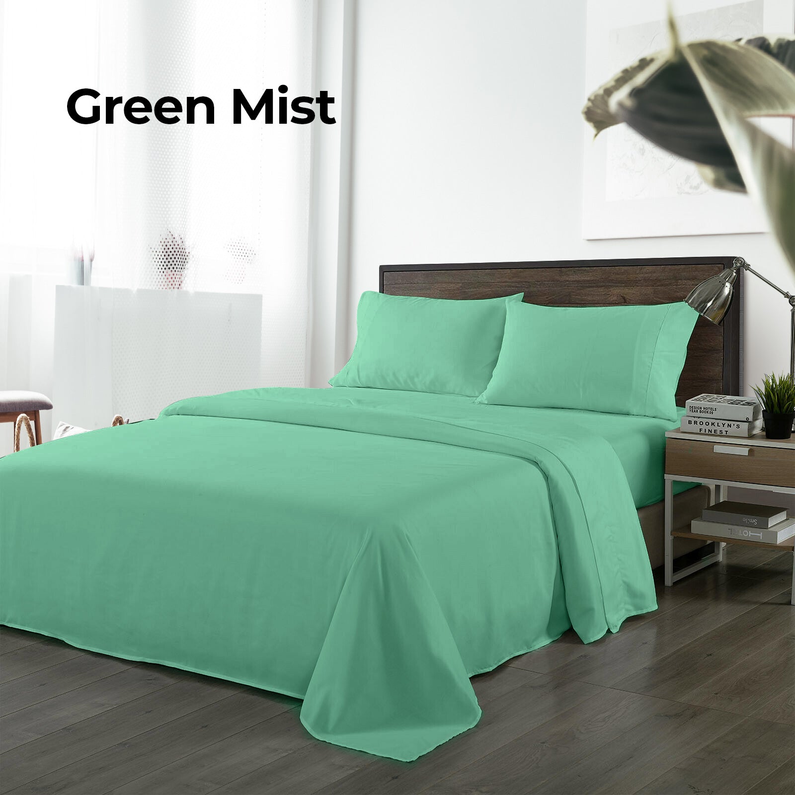 Royal Comfort Bamboo Blended Sheet & Pillowcases Set 1000TC Ultra Soft Bedding - King - Green