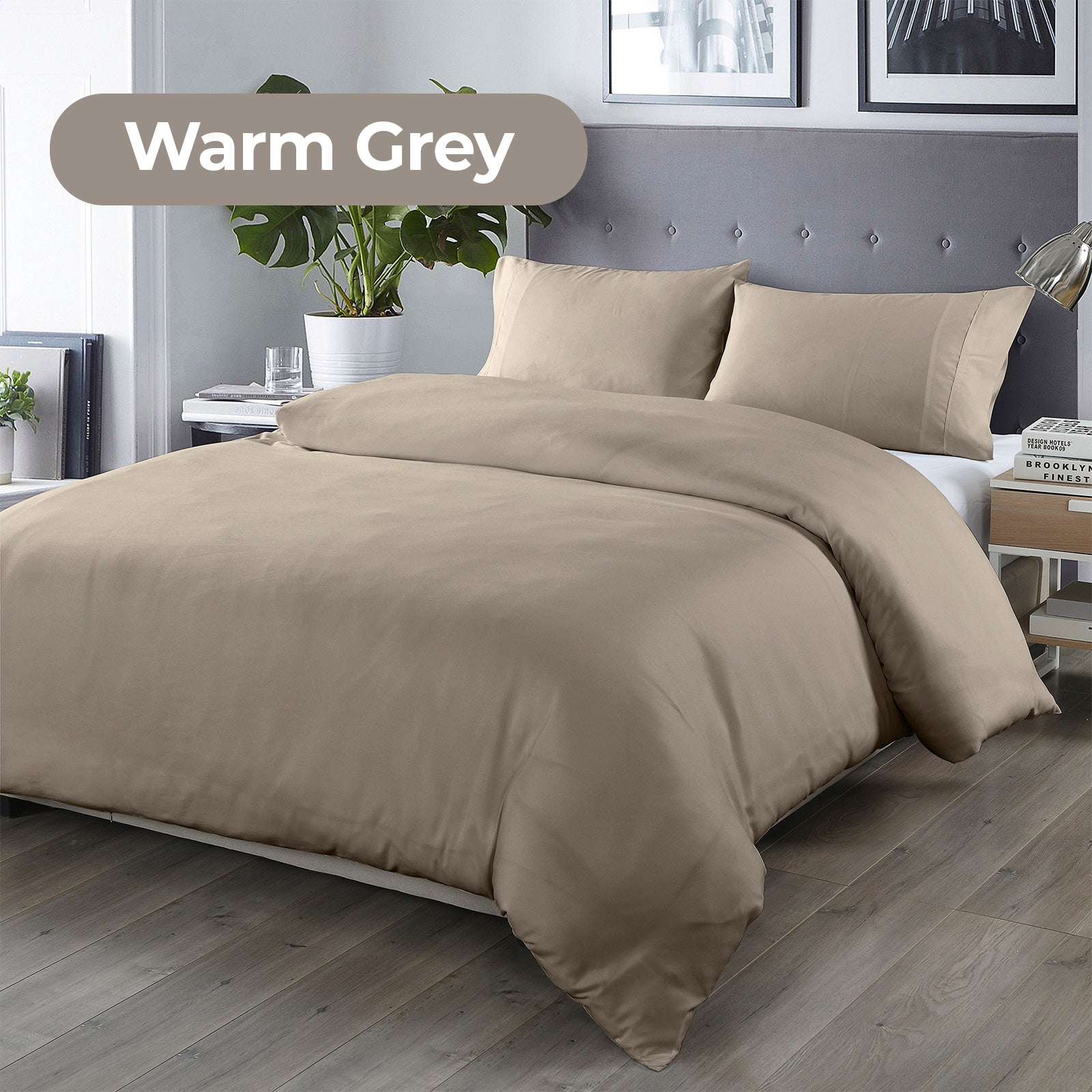 Royal Comfort Bamboo Blended Quilt Cover Set 1000TC Ultra Soft Luxury Bedding - Double - Grey