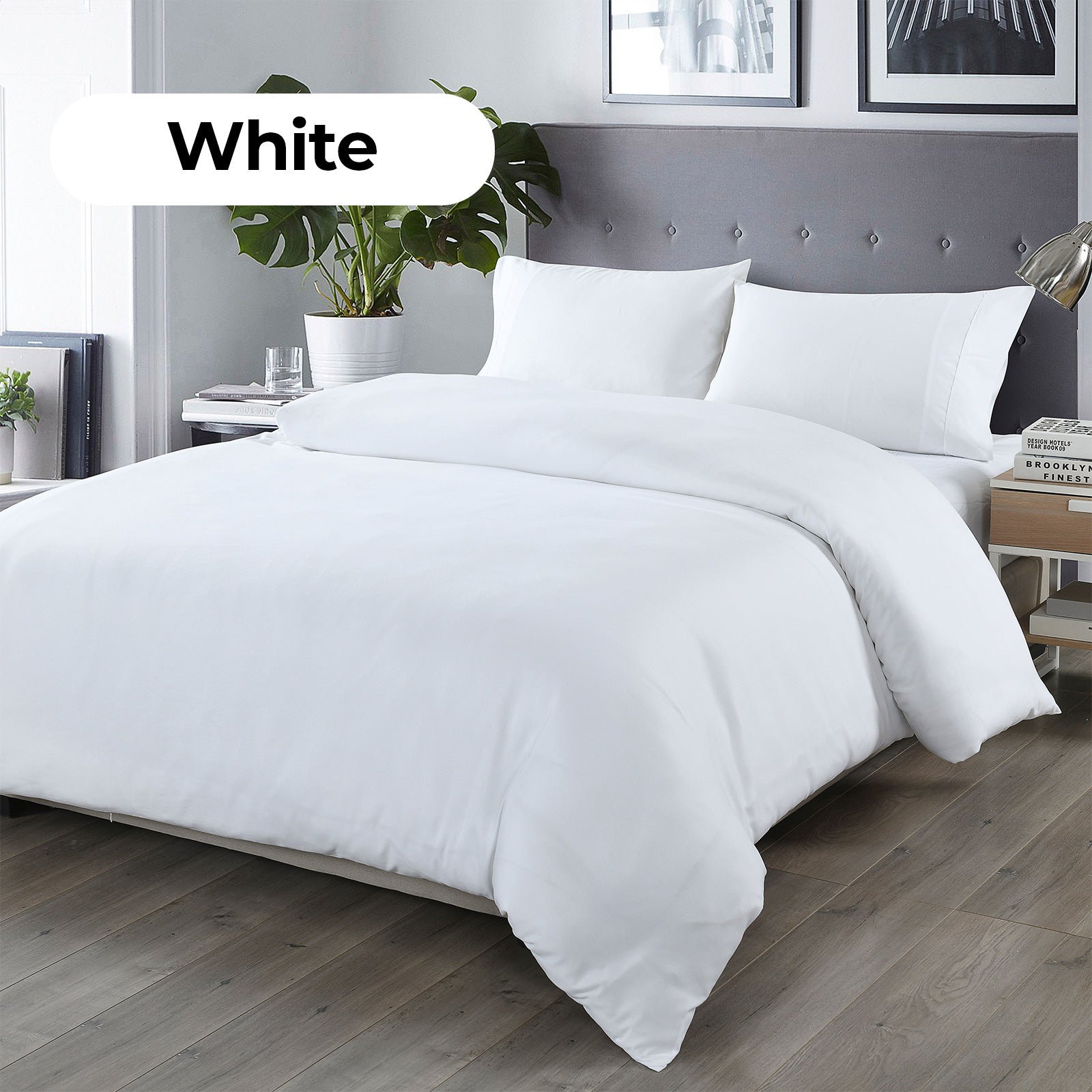 Royal Comfort Bamboo Blended Quilt Cover Set 1000TC Ultra Soft Luxury Bedding - Queen - White