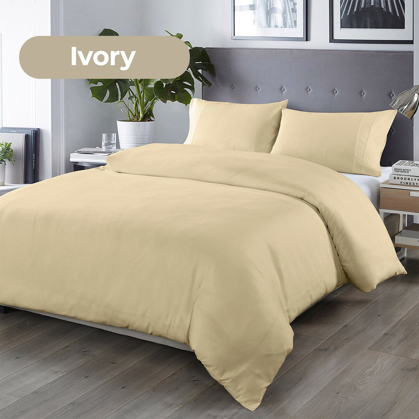 Royal Comfort Bamboo Blended Quilt Cover Set 1000TC Ultra Soft Luxury Bedding - King - Ivory