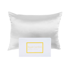 Royal Comfort Pure Silk Pillow Case 100% Mulberry Silk Hypoallergenic Pillowcase - White