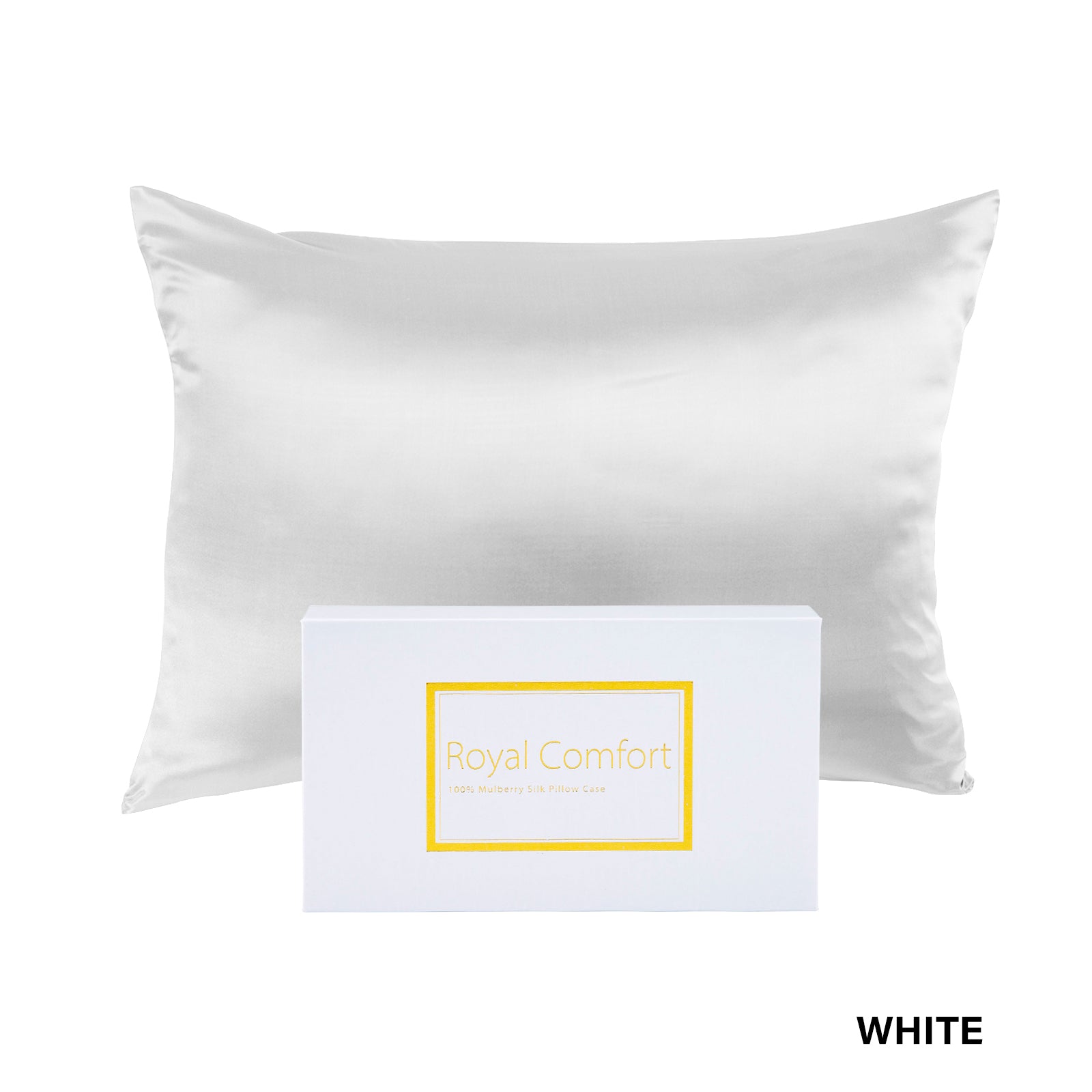 Royal Comfort Pure Silk Pillow Case 100% Mulberry Silk Hypoallergenic Pillowcase - White