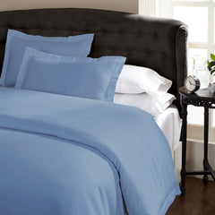 Ddecor Home 1000 Thread Count Quilt Cover Set Cotton Blend Classic Hotel Style - Queen - Blue Fog