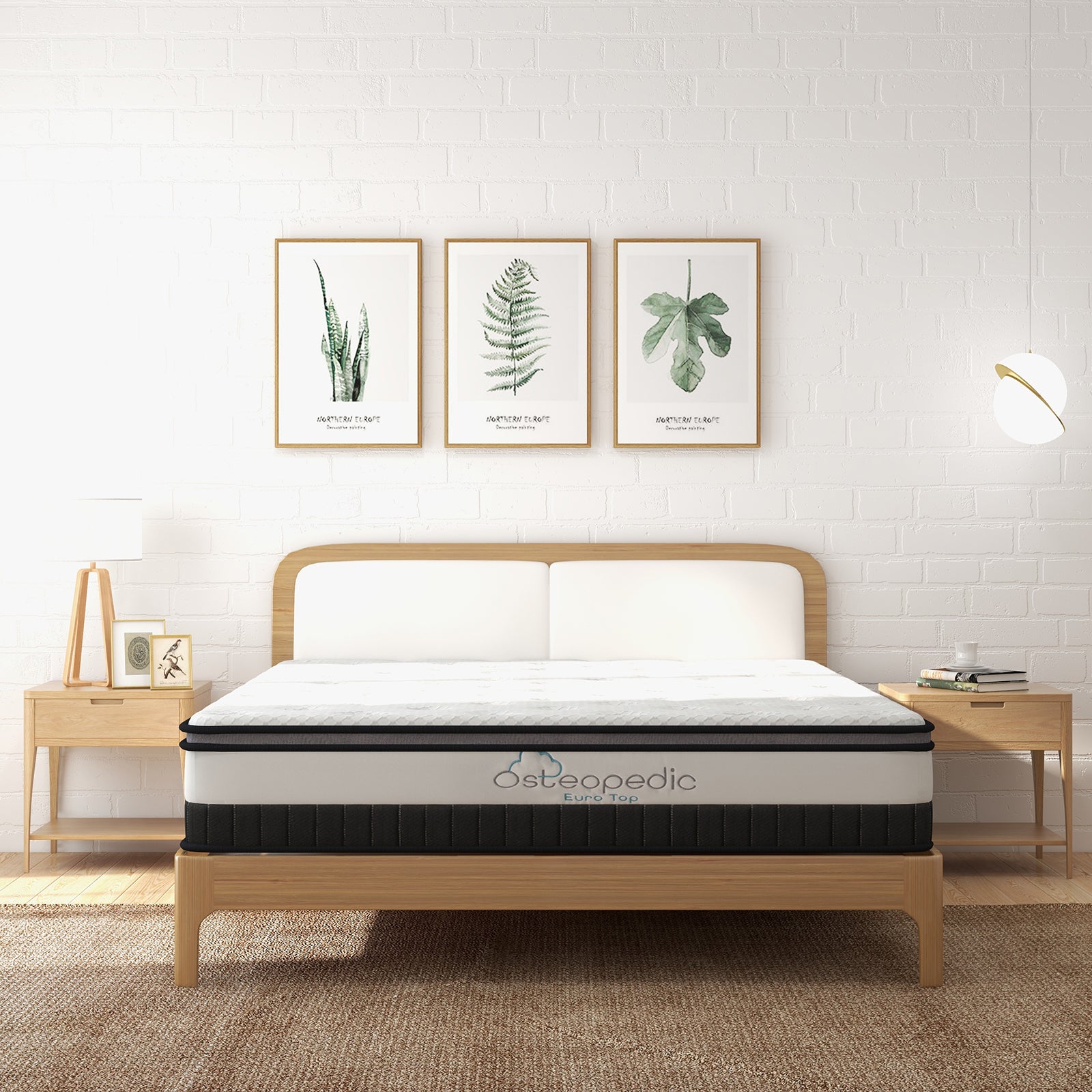 Osteopedic Euro Top Mattress Pocket Spring Medium Firm Hybrid Design Bed 30CM - Queen - White