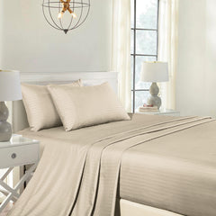 Royal Comfort Cooling Bamboo Blend Sheet Set Striped 1000 Thread Count Pure Soft - Double - Sand