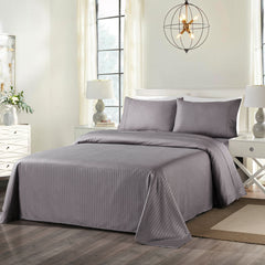 Royal Comfort Cooling Bamboo Blend Sheet Set Striped 1000 Thread Count Pure Soft - Double - Charcoal