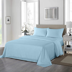 Royal Comfort 1200 Thread Count Sheet Set 4 Piece Ultra Soft Satin Weave Finish - Queen - Sky Blue