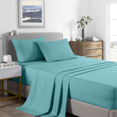 Royal Comfort 2000 Thread Count Bamboo Cooling Sheet Set Ultra Soft Bedding - Double - Aqua