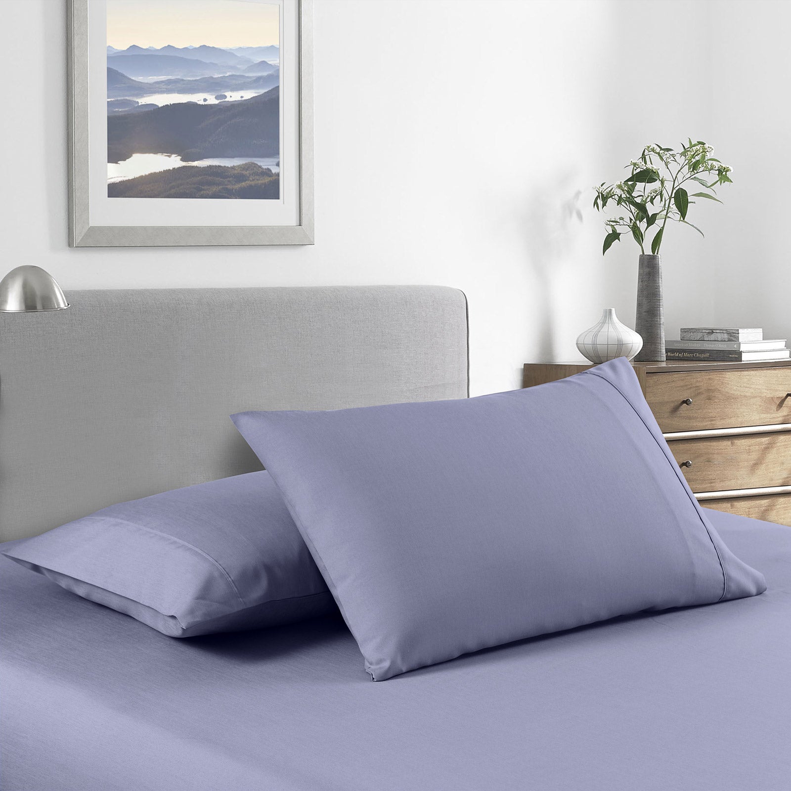 Royal Comfort 2000 Thread Count Bamboo Cooling Sheet Set Ultra Soft Bedding - Double - Lilac Grey