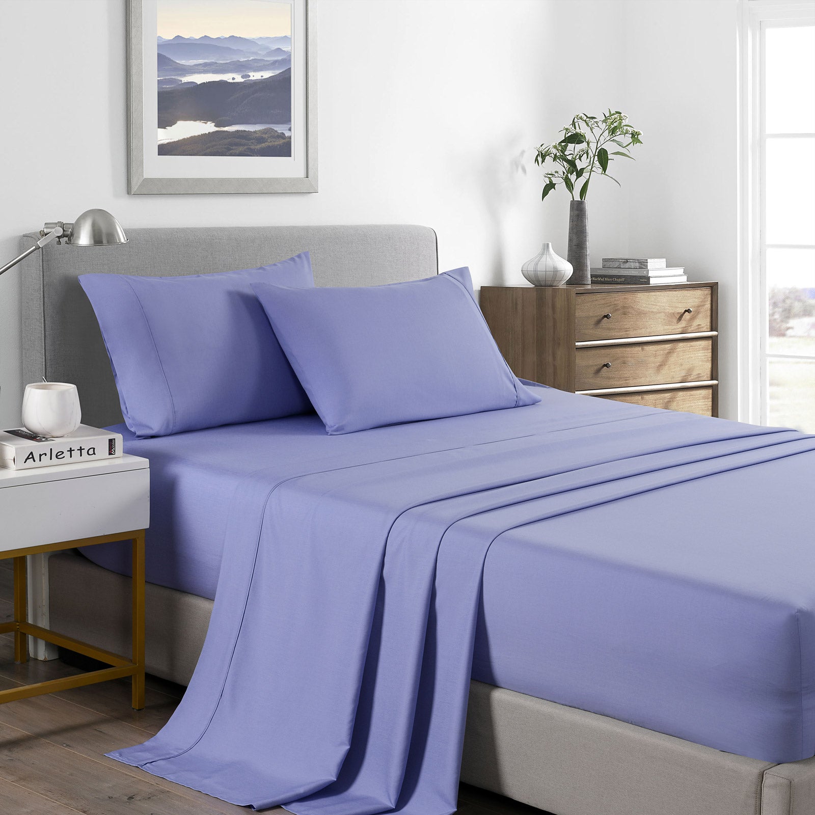 Royal Comfort 2000 Thread Count Bamboo Cooling Sheet Set Ultra Soft Bedding - Double - Mid Blue