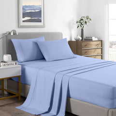 Royal Comfort 2000 Thread Count Bamboo Cooling Sheet Set Ultra Soft Bedding - Single - Light Blue