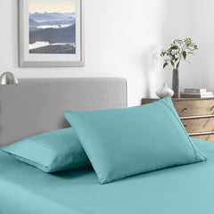 Royal Comfort 2000 Thread Count Bamboo Cooling Sheet Set Ultra Soft Bedding - King Single - Aqua