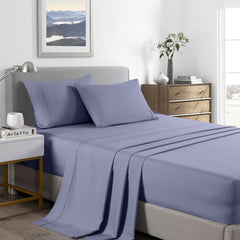 Royal Comfort 2000 Thread Count Bamboo Cooling Sheet Set Ultra Soft Bedding - King Single - Lilac Grey