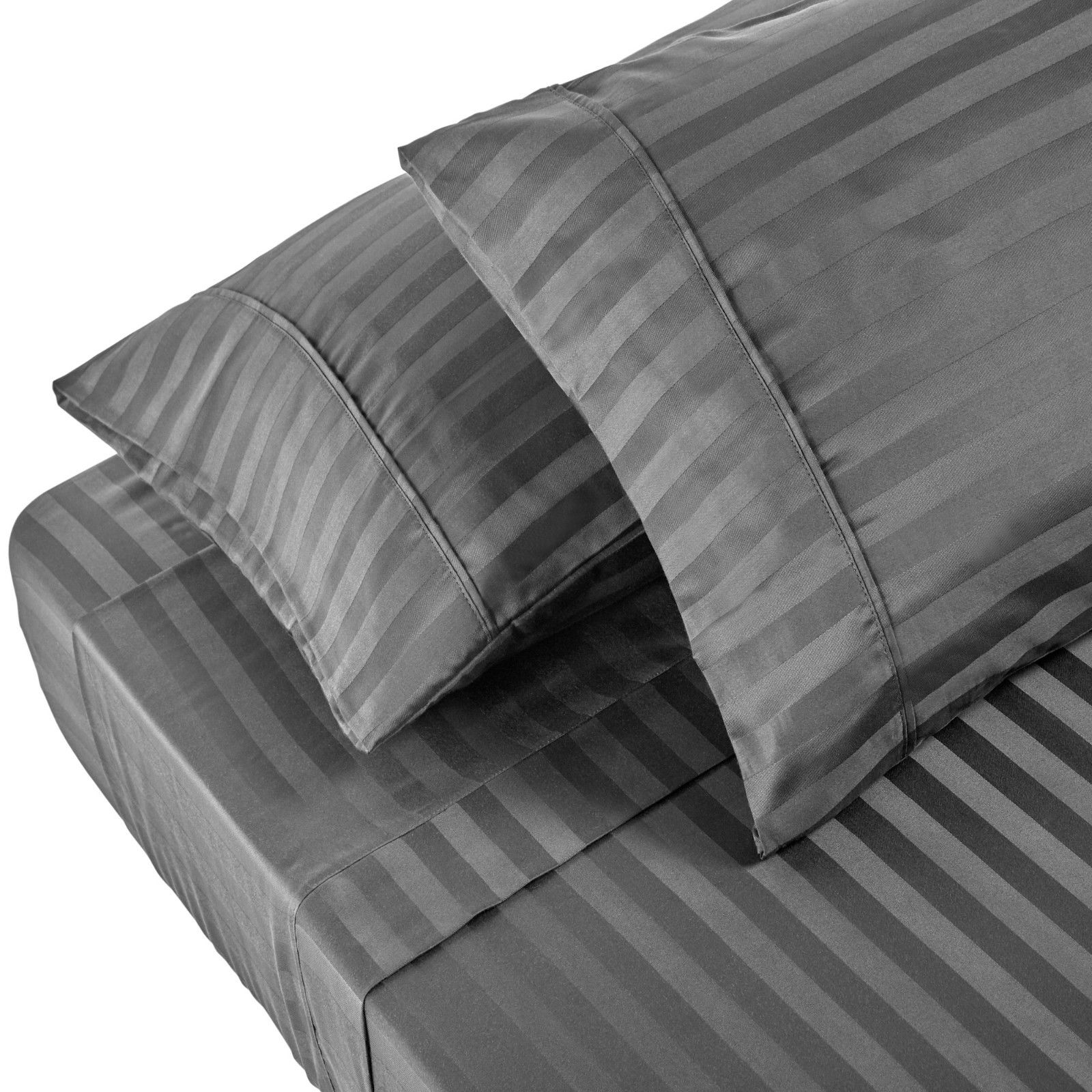 Royal Comfort 1200TC Sheet Set Damask Cotton Blend Ultra Soft Sateen Bedding - Queen - Charcoal Grey